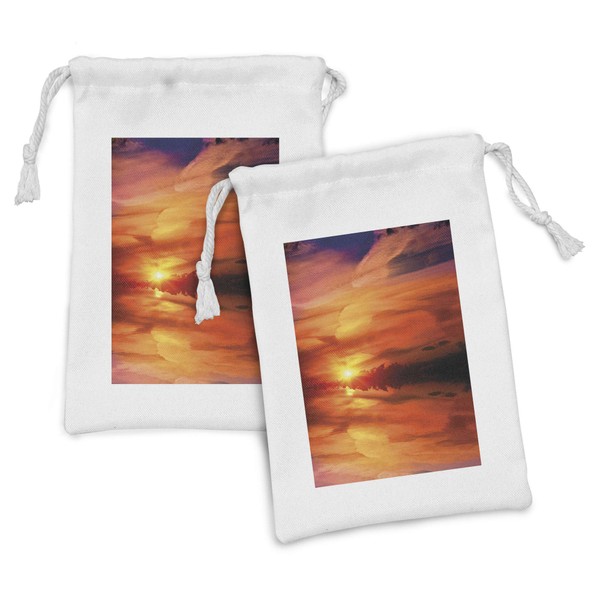 Ambesonne Nature Fabric Pouch Set of 2, Dramatic Sunset Sky