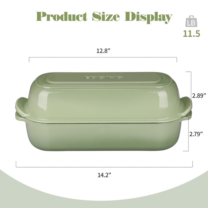 EDGING CASTING Enameled Cast Iron Loaf Pan with Lid, Dutch