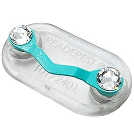 Readerest Magnetic Eyeglass Holder, ID Badge Holder, Made in USA, Turquoise with Crystals