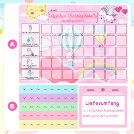 Toddler Potty Training Board with 40 Reusable Magnetic Large Star Stickers, Interactive Reward Board for Toilet Training (Unicorn)