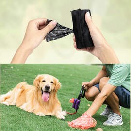 Dog Poop Bag Holder for Leash Attachment - Waste Bag Dispenser for Leash - Fits Any Dog Leash - Portable Set with 1 Hand Free Holder Metal Carrier - Durable, 1Pack