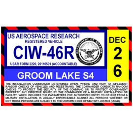 2026 Groom Lake AFB Area S4 Parking Decal (Area 51)