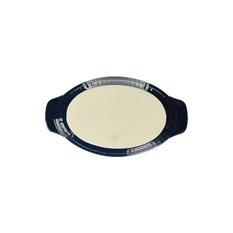 Delish Kitchen L-1892 Pearl Metal Deep Oval Plate, Navy, 8.7
