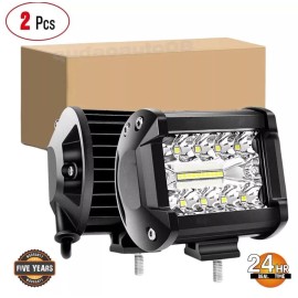 LLK LED Light Bar  2 PCS 4 inch 6000LM Work Flood Pods Offroad Driving Fog Lamp Jeep