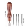 4 In 1 Wooden Handle Leather Stitching Sewing Awl DIY