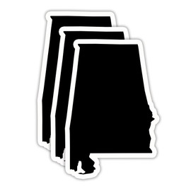 (3PCS) Alabama State Map Sticker, US State Map Sticker - Waterproof Vinyl Decal for Tumblers, Water Bottles, Laptops, Books, Scrapbooks, Great for Alabama Lovers 3 x 2 Inch