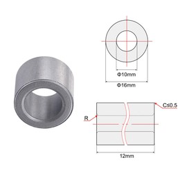 sourcing map Sleeve Bearings 10mm Bore 16mm OD 12mm Length Sintered Iron Self-Lubricating Bushings 6pcs