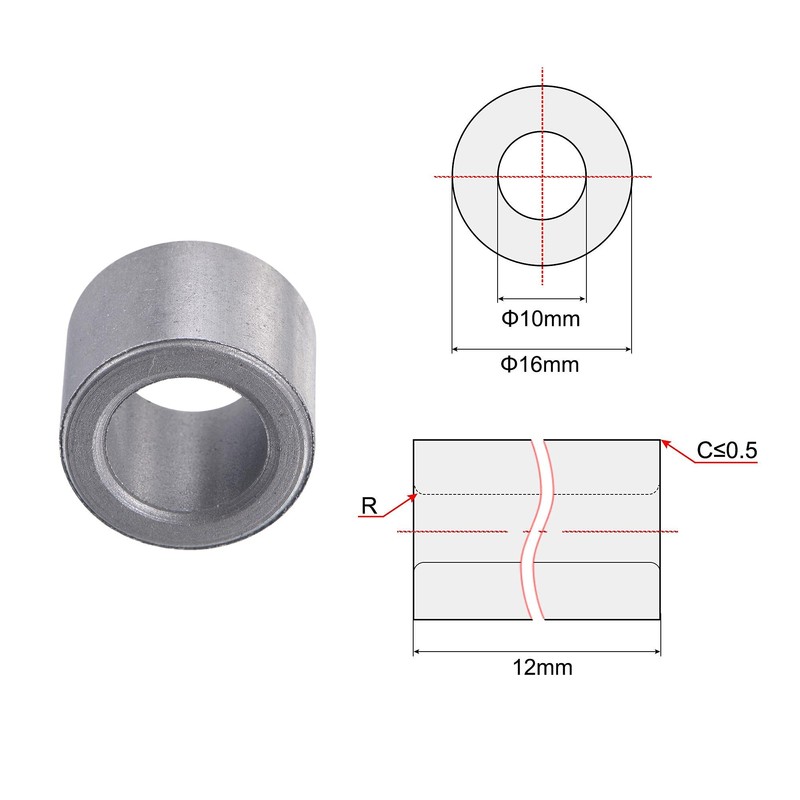 sourcing map Sleeve Bearings 10mm Bore 16mm OD 12mm Length