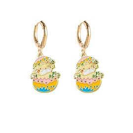 coadipress Rabbit Hoop Earrings for Women Enamel Bunny Animal Huggie Earring Lovely Carrot Rabbit Easter Egg Earrings Easter Party Decorations Statement Jewelry (Easter Egg)