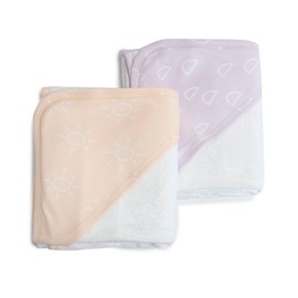 2 PK Hooded Towel Dusty Peach/Lilac