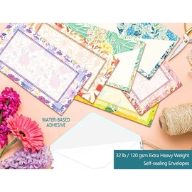 Juego de papelería de 72 piezas (48 hojas de papel y 24 sobres) de 8.5 x 11 pulgadas, papelería gruesa vintage Morris floral, ambos lados forrados, in