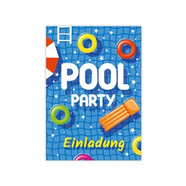 Minkocards 12 Invitation Cards Including 12 Envelopes Children's Birthday Pool Party Swimming Pool Boys Girls Invitation Girls Birthday Boys Birthday