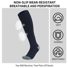 QBK Toddler Baseball Socks Youth Softball Tee Ball Kids Soccer Socks for Boy Girl 2 Pairs Navy 5-7T