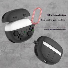 CLEVERISH Silicone case for The New Bose Ultra Open Earbuds 2024, Shockproof case for Bose Ultra Open Earbuds 2024 with Carabiner and Wrist Strap.(Black)