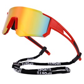 COASION Youth Baseball Sunglasses - Kids Sports Sun Glasses for Boys Girls - Lightweight Frame Cycling Shades(Red/Orange Mirror)