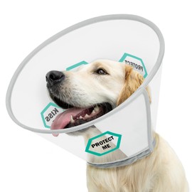 Supet Dog Cone for Dogs After Surgery, Soft Dog Cones for Large Medium Dogs, Comfortable Dog Cone Collar to Stop Licking, Adjustable Pet Recovery Collar for Small Dogs with Soft Protect Edge Word M