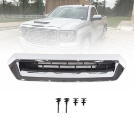 Chrome Hood Air Vent Compatible With 2017 2018 2019 GM-C Sierra 2500 HD 3500 HD 6.0L 6.6L Replacement For 84240942