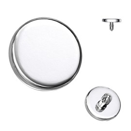 Pierced Owl G23 Implant Grade Titanium Flat Round Disc Internally Threaded Dermal Anchor Top (14GA (1.6mm))