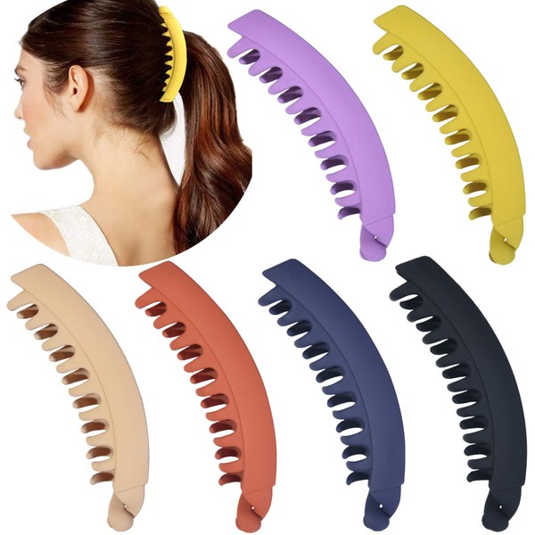 Large Banana Clips for Thick Hair, Non-Slip for Women and Girls, 6 Colors