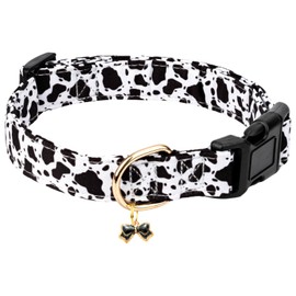Gelwoo Cotton Dog Collar,Soft and Cute Puppy Collars with Crow Patterned Design for Girl Female Boy Dogs,Adjustable Buckle Pet Collar for Small Medium Large Dogs (Cow Print, L)