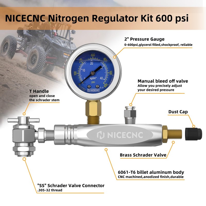 NICECNC 600PSI No Loss Nitrogen Filling Tool Fit for Off-Road