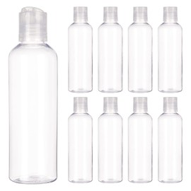 BENECREAT - Paquete de 8 botellas de plástico PET transparentes recargables con tapa de disco de prensa para champú, lociones, cremas y champú, 6.7 onzas