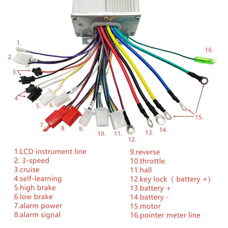 yuandai Controlador de Motor CC sin escobillas para Bicicleta eléctrica,