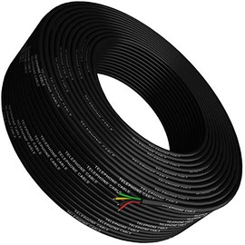 Phone Cable 300ft Rounded Black Roll (100m Long) 4x1/0.4 26 AWG Gauge Solid Wire -Round Telephone Cord Line Extension Bulk Rool Reel -compatible with RJ11 4P4C Crimp End Connector Jack - Tupavco TP802