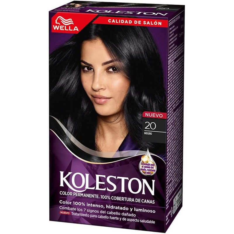 Koleston Tinte Permanente 20 Negro, 70 ml - Paquete de