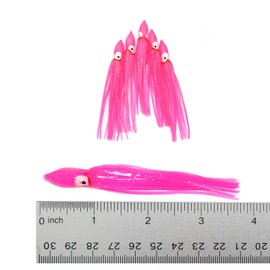 100pcs Fish WOW! 3.5 inch 9cm Octopus Squid Skirts Hoochies Fishing Soft Lures - Pink