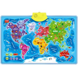 Educational Toy for Kids 5-7 Year Old - Learning World Map Globe Wall Chart for Toddlers by QUOKKA - Interactive Speech Therapy Poster for Boy & Girl - Autism Geography Game for 8-10-12