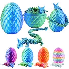 Abitoncc 3D-bedruckter Kristalldrache im Ei, 3D-Dracheneier mit Drachen im Inneren, bewegliche Drache, mythische Stücke, Drache, Heimbüro, Dekoration, Schreibtischspielzeug, 3D-gedrucktes