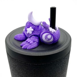 Sip Sidekicks - Articulating 3D Printed Animal Figurines – Pocket-Sized Drinkware Collectibles – Adorable 3D Printed Straw Buddy for Tumbler Cups | Collectible Cup Charm:_Dream Turtle - Twilight Glitch