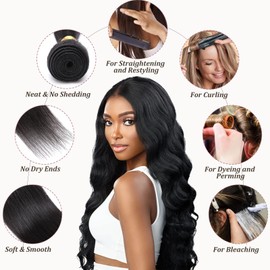 Hairro Sew in Human Hair Bundle, 100g/bundle Real Hair Extensions, Weave Weft for Women Adding Volume and Length, for DIY Beauty Dating Party, 18 Inch One Bundle Straight Off Black