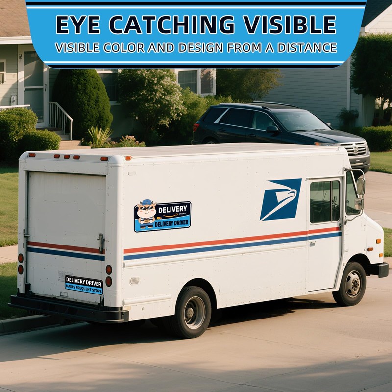 Delivery Driver Magnet for Car, Reflective Caution Frequent Stops Car