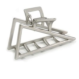 Avalaya Matte Silver Tone Geometric Triangular Hair Claw/Clamp - 75mm Across