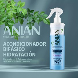 ANIAN - Leave-In Conditioner 400 ml, Two-Phase Moisturising Conditioner for All Hair Types, Detangles and Controls Frizz, with Silk Proteins, Wheat and Keratin