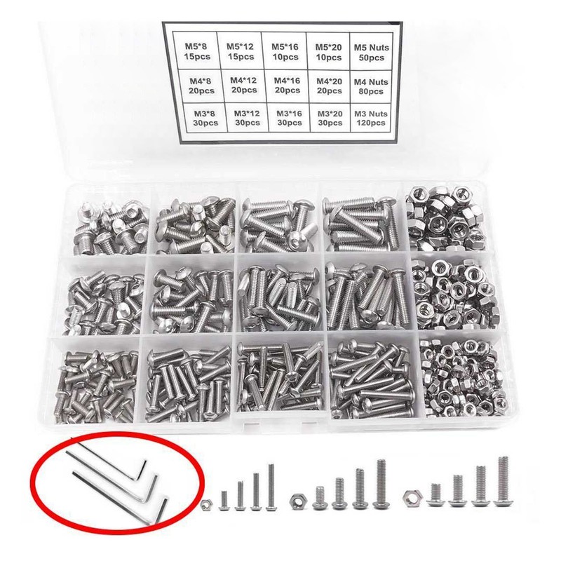 500PCS Pan Head Hex Socket Screws Stainless Steel Screw Nut