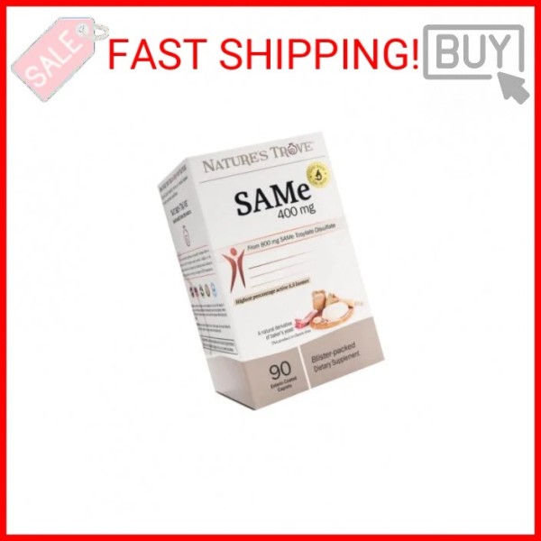 Nature's Trove SAM-e 400mg 90 Enteric Coated Caplets. Vegan, Kosher,