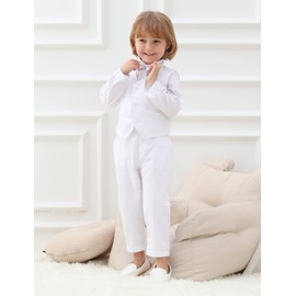 A&J DESIGN Baptism Outfits for Boys Toddler Christening Suit, White, 18-24 Months
