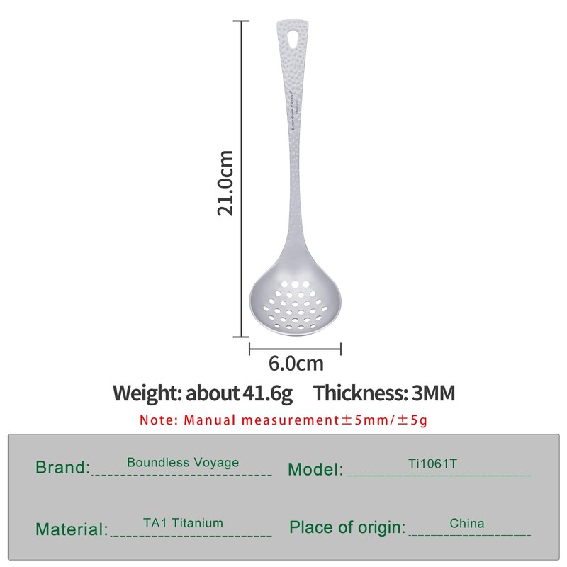 Boundless Voyage Titanium Ladle Deep Soup Spoon, Stirring & Serving