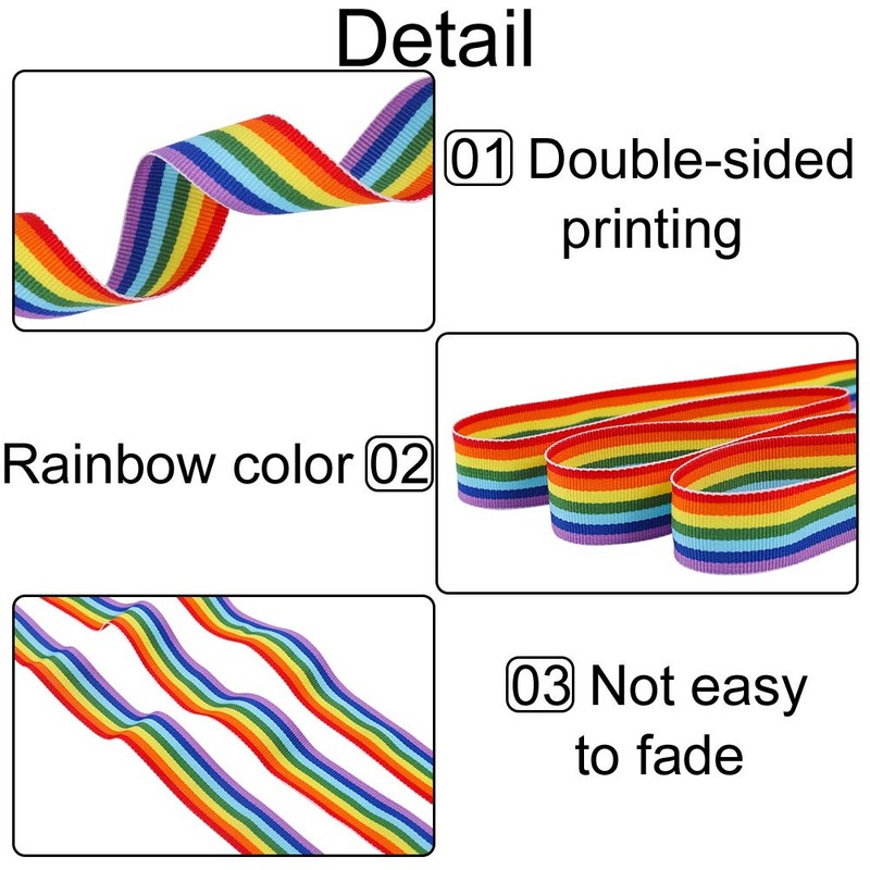 Heyu-Lotus 20M Rainbow Ribbon, 25mm Wide Grosgrain Ribbon Double Sided