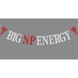 Sliver Glitter Big NP Energy Banner, NP Class of 2024/So Poud of You/Nursing School Survivor, 2024 Nurse Grduation Party Decorations Supplies