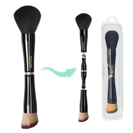 4 in 1 Makeup Brush Set, Travel Makeup Brushes with Case, Foundation Brush/Blush Brush, Eyeshadow Powder Brush, Concealer Brush, Double Ended Makeup Brush Ideal for Liquid, Cream, Powder, Concealer