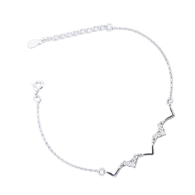 S925 Sterling Silver Heartbeat Wave Bracelet Geometric Wave Bling Fine