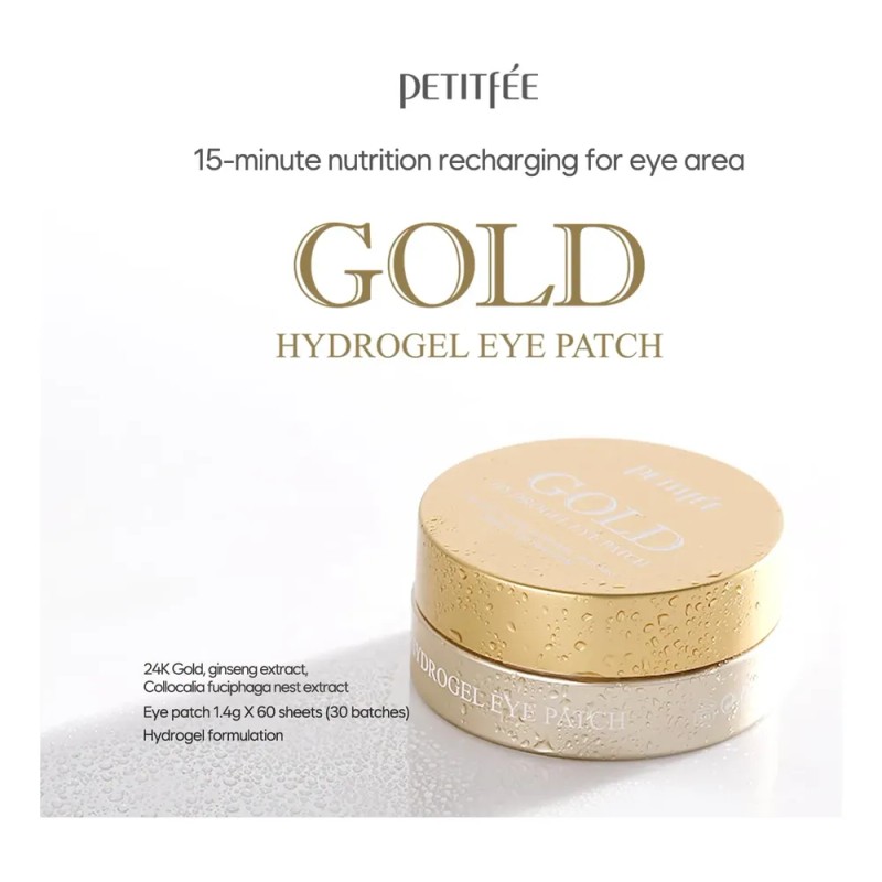 Parches De Hidrogel Para Ojos Petitfee Gold, 60 Unidades (30