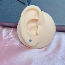 SQKXKLCZ 1 Pairs G23 Titanium 20G Star Press Fit Threadless Push Pop Top 4mm Flat Back Piercing Lip Stud Earring Labret Monroe Lip Ring Tragus Cartilage Bar Lehgth 10mm