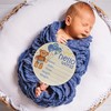 Hello World Newborn Sign Blue Bear Baby Name Birth Announcement
