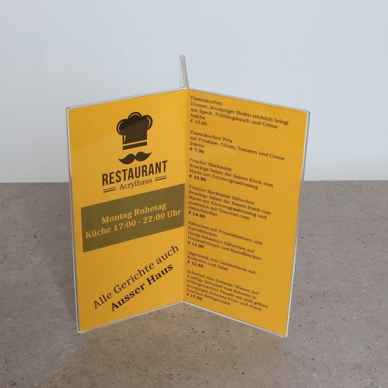 Zeigis® Advertising Stand Acrylic Glass 3-Sided DIN Long Star Shaped