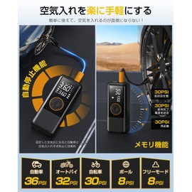 Wealyyp Electric Air Pump, Large LCD Screen, 10 Seconds Filling, Electric Air Pump, Compact, Cordless Auto Stop, Smart Cooling, 150 PSI Display, Air Pressure Required, Presta Type, US Valve